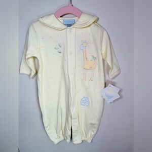 NWT Le Top Vintage Yellow Baby Romper Size 6M